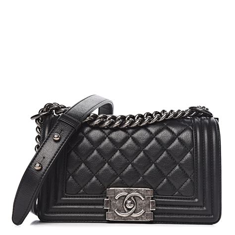 small boy chanel handbag calfskin &|CHANEL Calfskin Quilted Small Boy Flap Black .